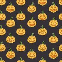 Seamless pattern with Halloween colored icons on black vector