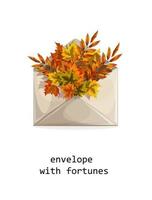 Vector image of an envelope with an autumn bouquet of foliage