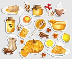 Vector image of stickers on the autumn theme