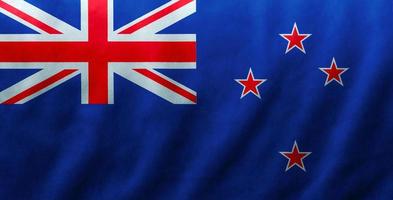 New Zealand flag fabric silk wave texture background, 3D illustration. photo