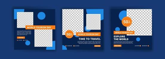 Social media post template for world tourism day promotion. vector