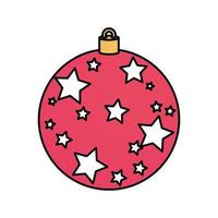 ball christmas with stars decoration isolated icon vector