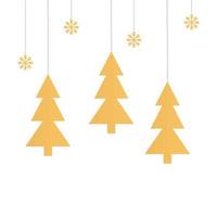 pine trees christmas with snowflakes hanging vector