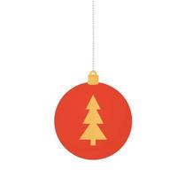 ball with pine tree of christmas hanging vector