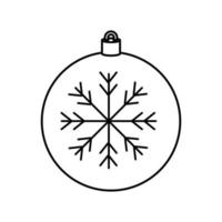 bola de navidad con icono de estilo de línea de decoración de copo de nieve vector