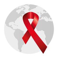 aids day awareness ribbon with planet earth vector