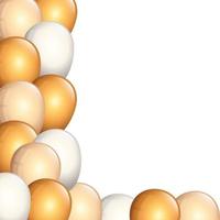 set of balloons helium golden and white vector