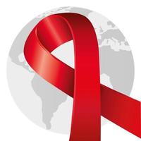 cinta de concienciación del día del sida con el planeta tierra vector