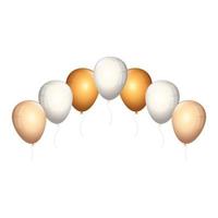 conjunto de globos helio dorado y blanco vector