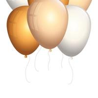 set of balloons helium golden and white vector