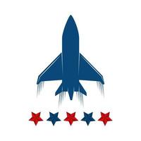 Avión del ejército estadounidense con estrellas icono aislado vector