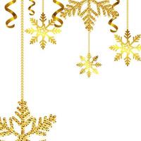 snowflakes golden of christmas hanging isolated icon vector