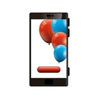 smartphone device with balloons helium vector