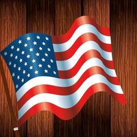 united states flag in background wooden vector