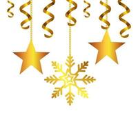 copo de nieve con estrellas doradas de navidad colgando