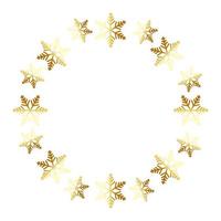 frame circular of snowflakes golden vector