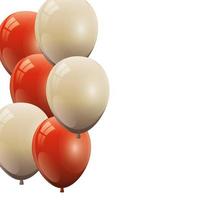 set of balloons helium red and white isolated icon vector