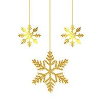 snowflakes golden of christmas hanging isolated icon vector