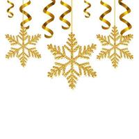 snowflakes golden of christmas hanging isolated icon vector