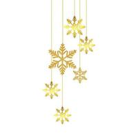 snowflakes golden of christmas hanging isolated icon vector