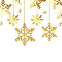 snowflakes golden of christmas hanging isolated icon vector