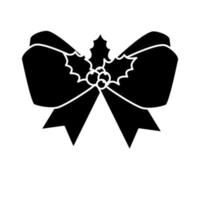 silhouette of bow ribbon christmas with seeds and leafs vector