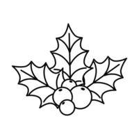 leafs with seeds decoration christmas line style icon