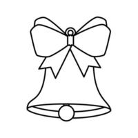 campana decoración navideña con icono de estilo de línea de cinta de arco vector