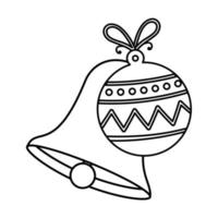 bell with ball christmas decoration line style icon vector