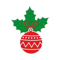 ball christmas with leafs isolated icon vector