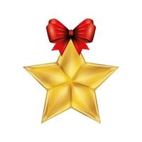 star decoration christmas with bow ribbon isolated icon vector