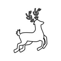 silueta de reno animal icono de estilo de línea de navidad vector