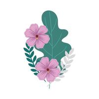 flowers with leafs natural isolated icon vector