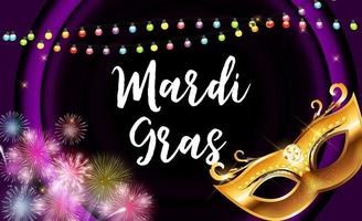 Mardi Gras Party Mask Holiday Poster Background. Vector Illustration