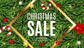 Christmas and New Year Sale Background, Discount Coupon vector