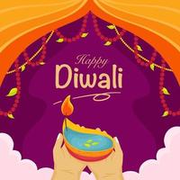 feliz festival de diwali tarjeta de felicitación vector
