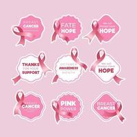 Breast Cancer Awareness Sticker Set vector