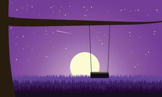 night landscape with moon and stars vector