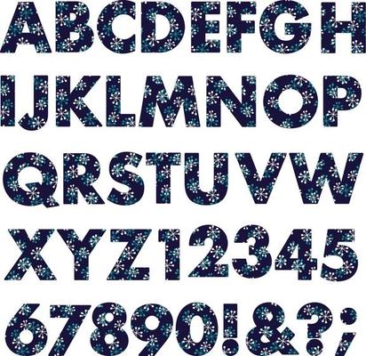 mod blue winter holiday snowflake alphabet