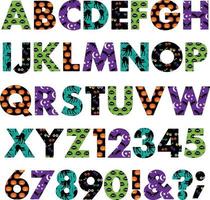 Halloween patterns vector alphabet