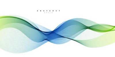 Blue and green line wave vector background.