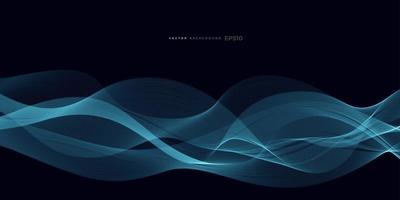 Blue line wave on dark background vector