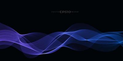 Blue line wave on dark background vector