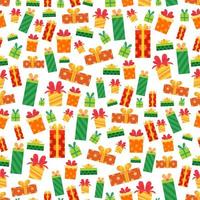 Christmas pattern with a cartoon gift boxes vector