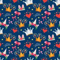 Childish fairy seamless pattern with a crowns vector