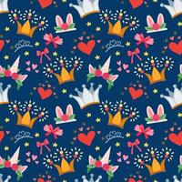 Childish fairy seamless pattern with a crowns vector