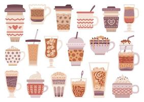 Set of different types of coffee. Menu. vector