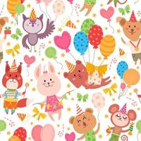 Animal party elements pattern. For birthday party vector