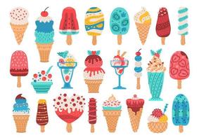 conjunto de diferentes tipos de helados. vector