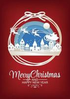 christmas town rectangle card background vector